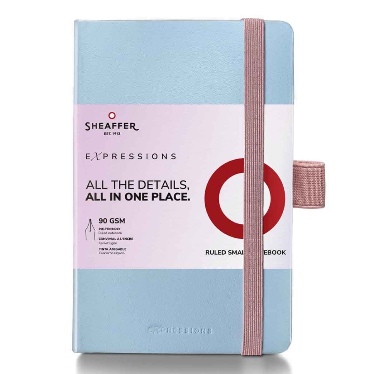 شيفر طقم هدية قلم حبر جاف 100 تدرج لؤلؤي مع دفتر صغير فضي معدني