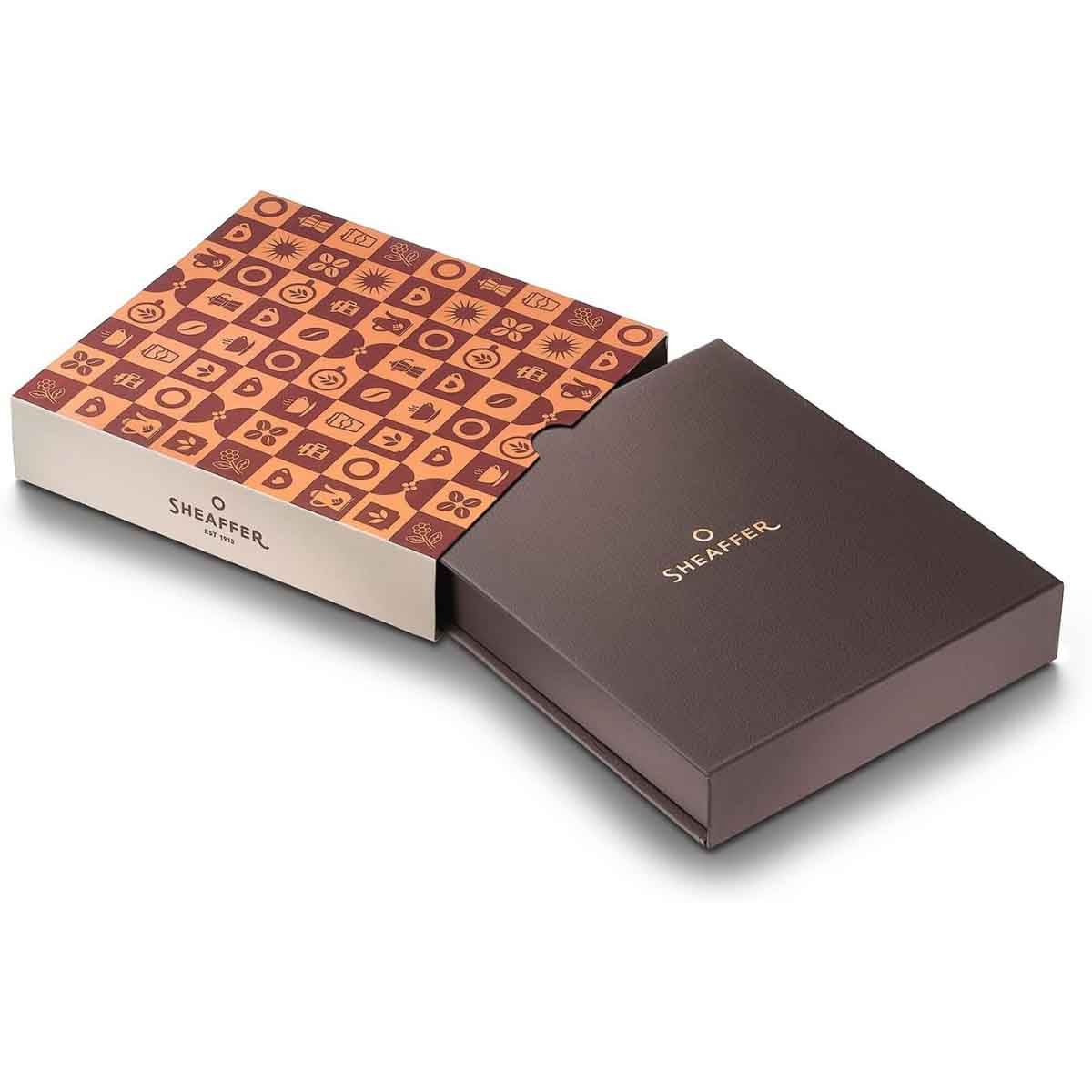Sheaffer VFM 9428 Coffee Edition Matt Brown Ballpoint Pen with Coffee Brown Credit Card Holder Gift Set