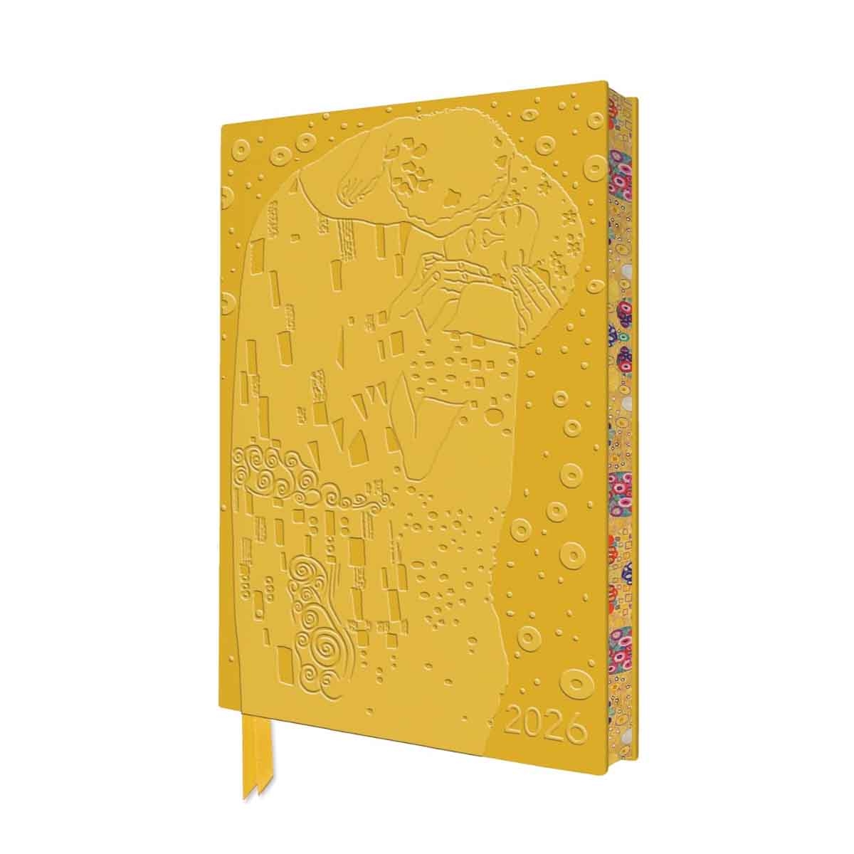 Gustav Klimt: The Kiss 2026 Artisan Art Vegan Leather Diary Planner - Page to View with Notes by Flame Tree Studio - 19-08-2025