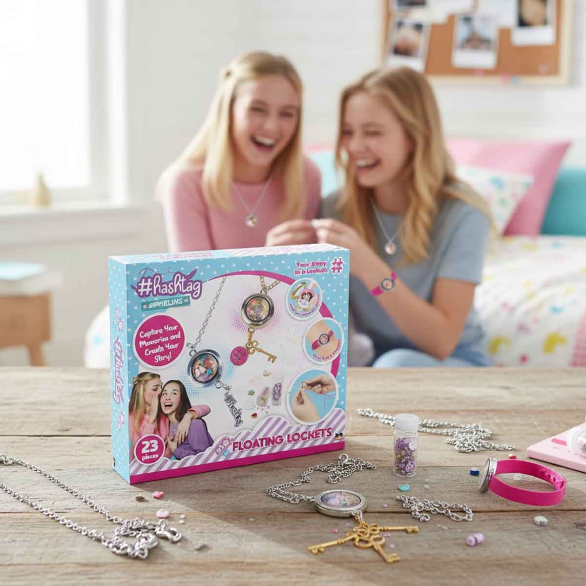 هاشتاغ طقم حِرف لصنع ميداليات عائمة للبنات، 5-7 سنوات