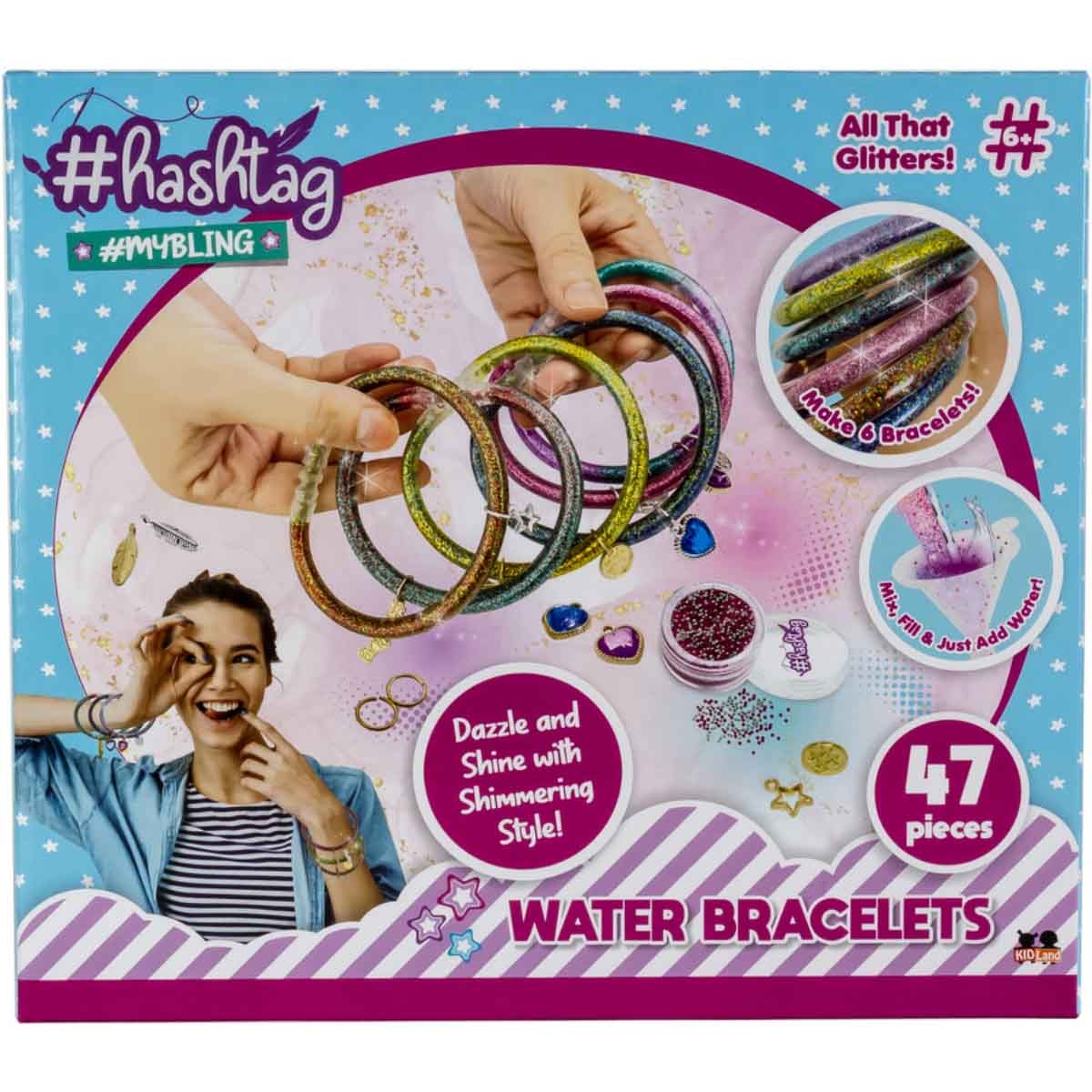 هاشتاغ طقم حِرف لصنع أساور مائية للبنات، 5-7 سنوات