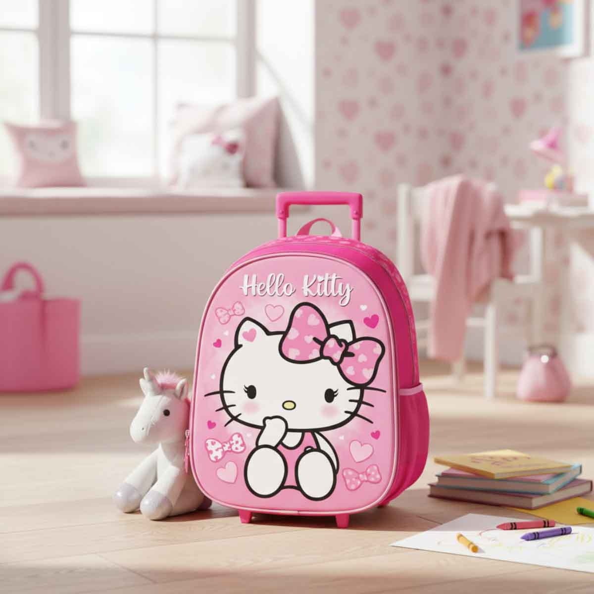 هيلو كيتي حقيبة ترولي EVA ثلاثية الأبعاد مقاس 16 انش