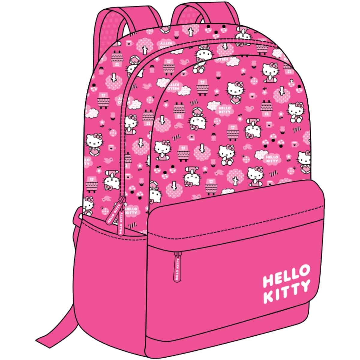 هيلو كيتي مجموعة حقيبة ظهر 4 في 1 مع حقيبة غداء معزولة وزجاجة ومقلمة