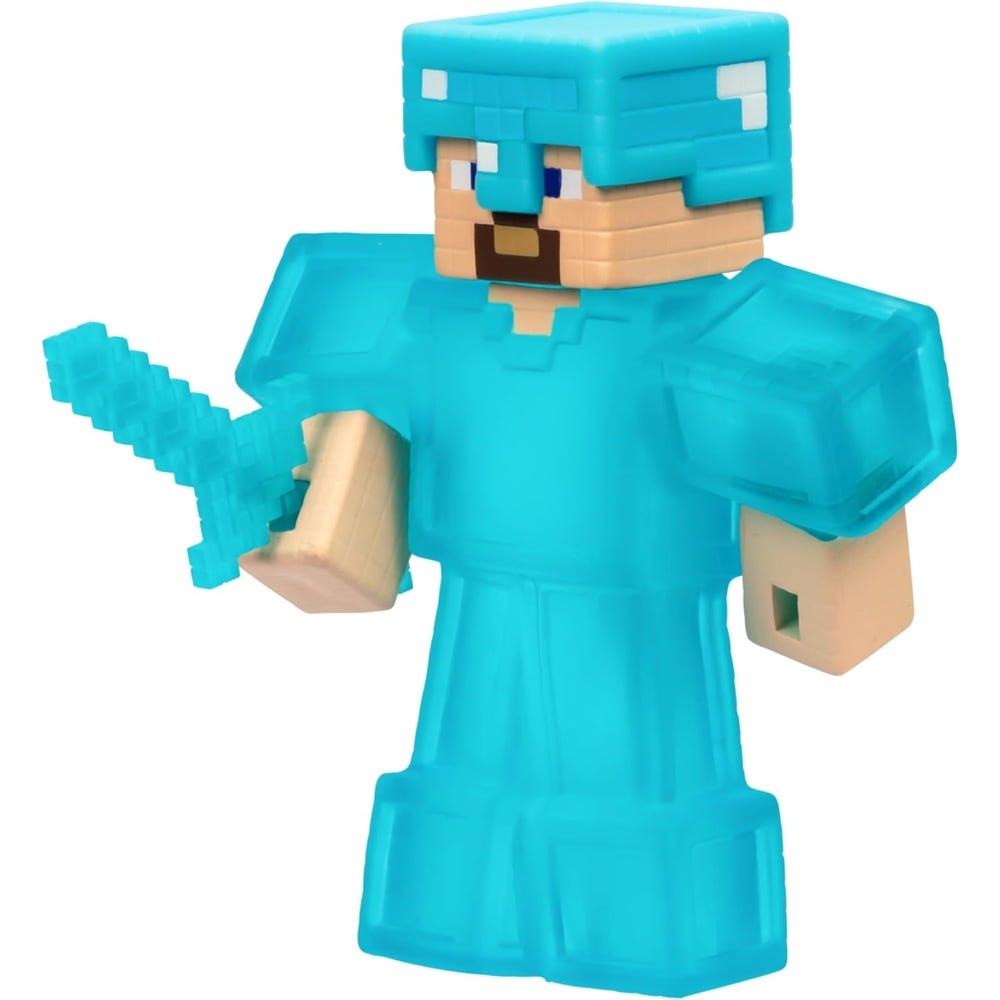 Heroes of Goo Jit Zu 4.5″ Minecraft Stretchy Characters Steve with Diamond Armor & Sword Action Figure Unisex, 5-7 Years