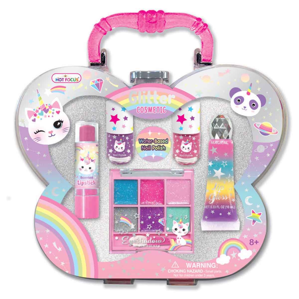 Hot Focus 068CAT Glitter Cosmetic Set Girls, 8-10 Years