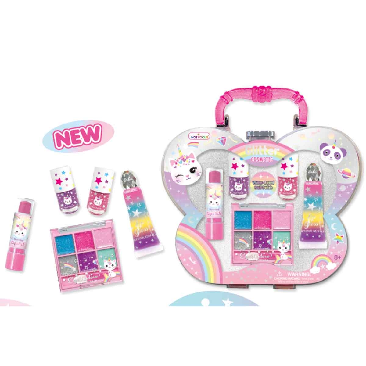 Hot Focus 068CAT Glitter Cosmetic Set Girls, 8-10 Years