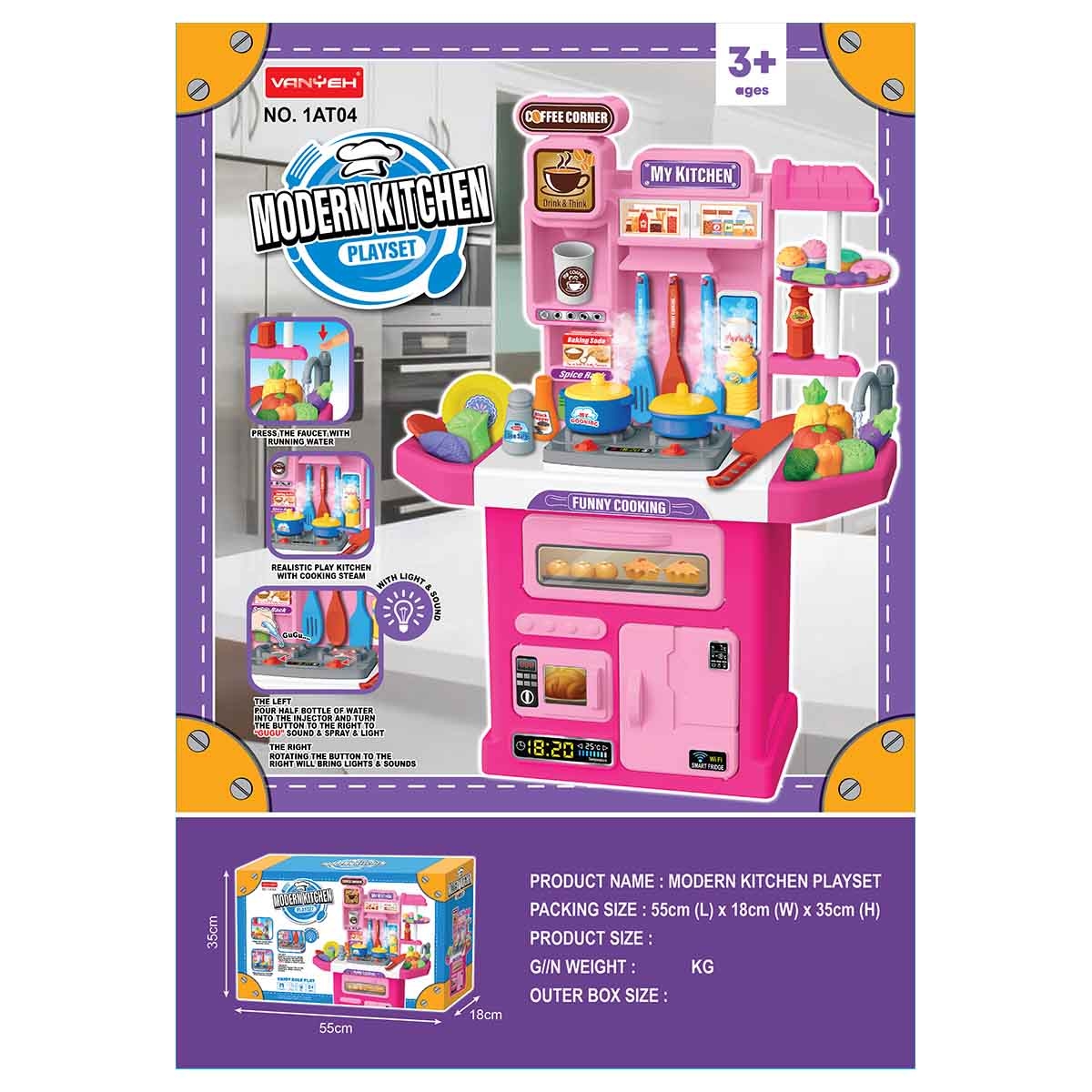 Huada Toys HDT1AT04 Kitchen Playset with Mist Spray Unisex, 3-4 Years