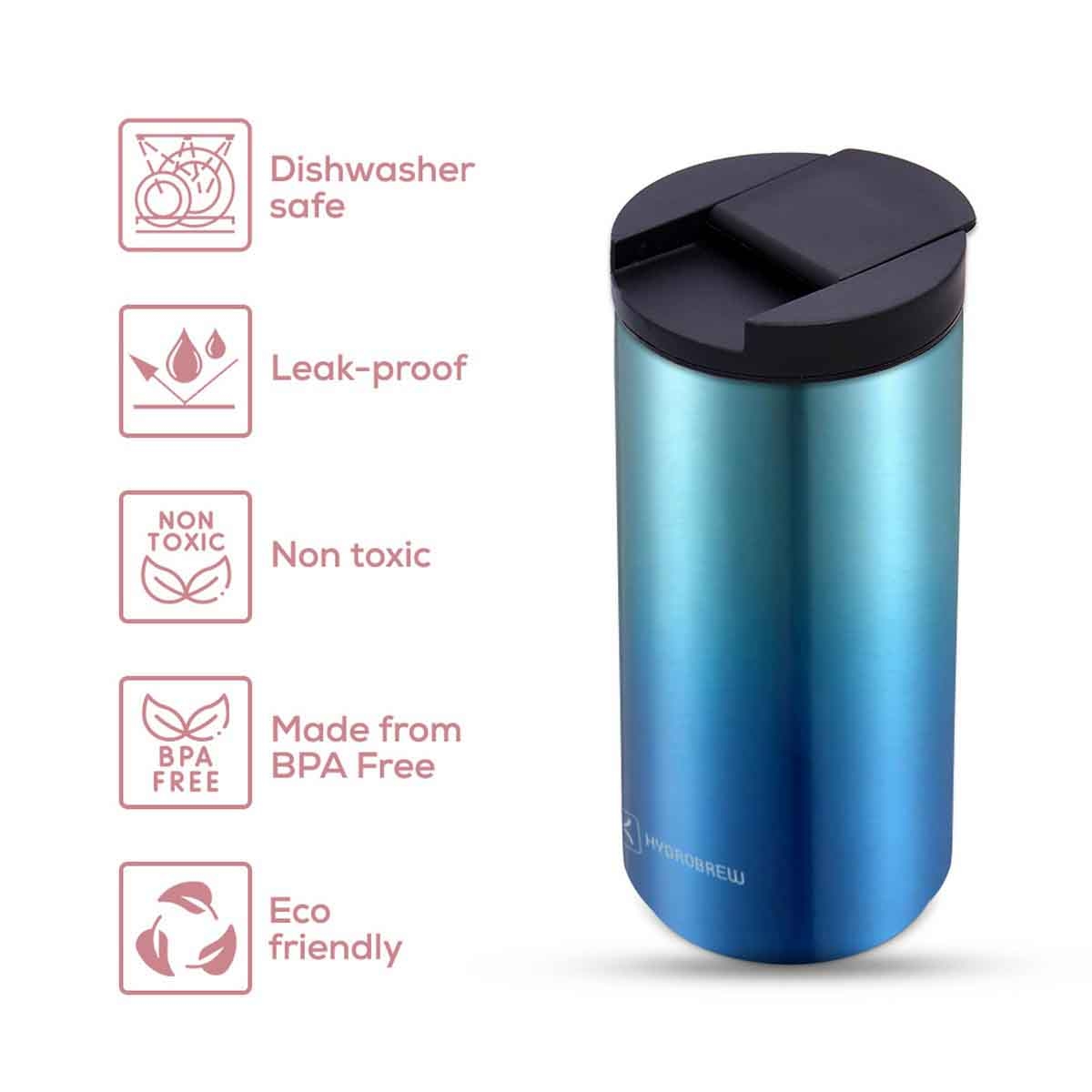 HYDROBREW 400ml Double Wall Insulated Tumbler Water Bottle Unisex, 3-4 Years