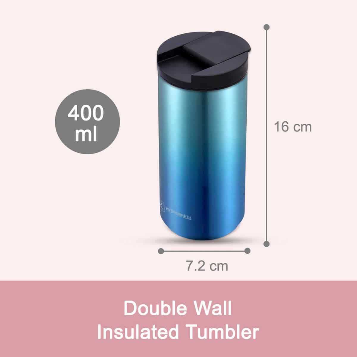 HYDROBREW 400ml Double Wall Insulated Tumbler Water Bottle Unisex, 3-4 Years