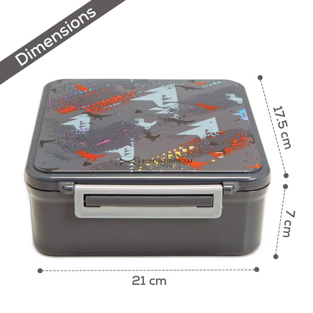 HYDROBREW Dinosaurs Bento Lunch Box with Steel Food Jar - Grey