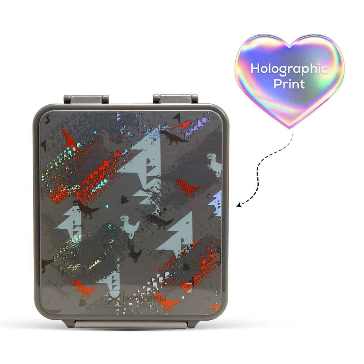 HYDROBREW Dinosaurs Bento Lunch Box with Steel Food Jar - Grey