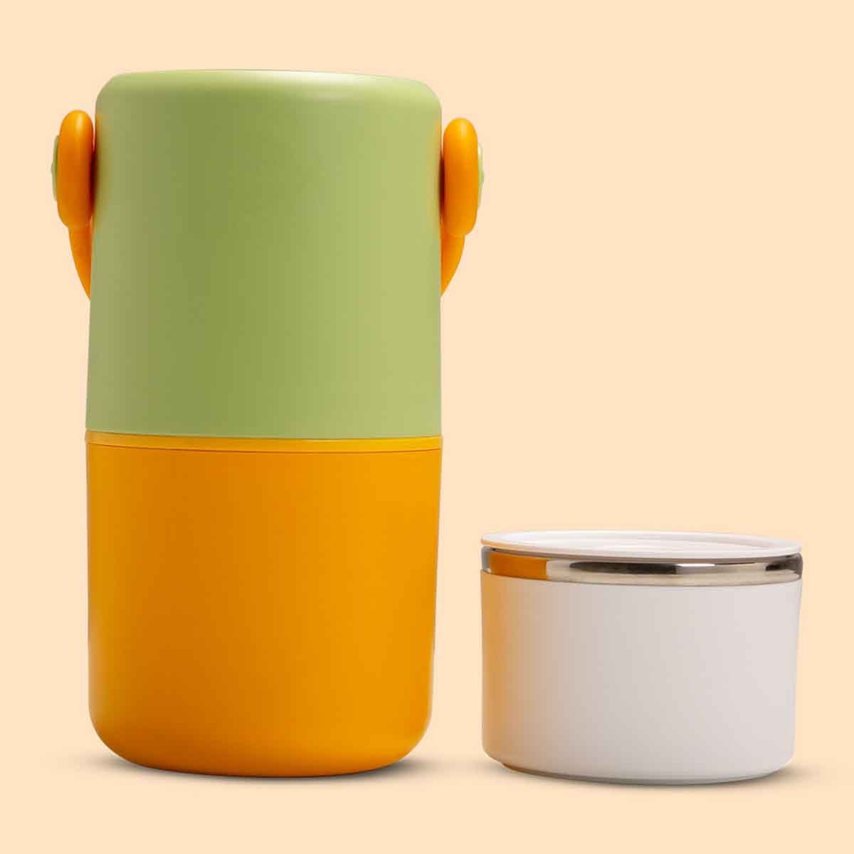 HYDROBREW Sage/Amber Double Decker Stainless Steel Lunch Box with Folding Spork