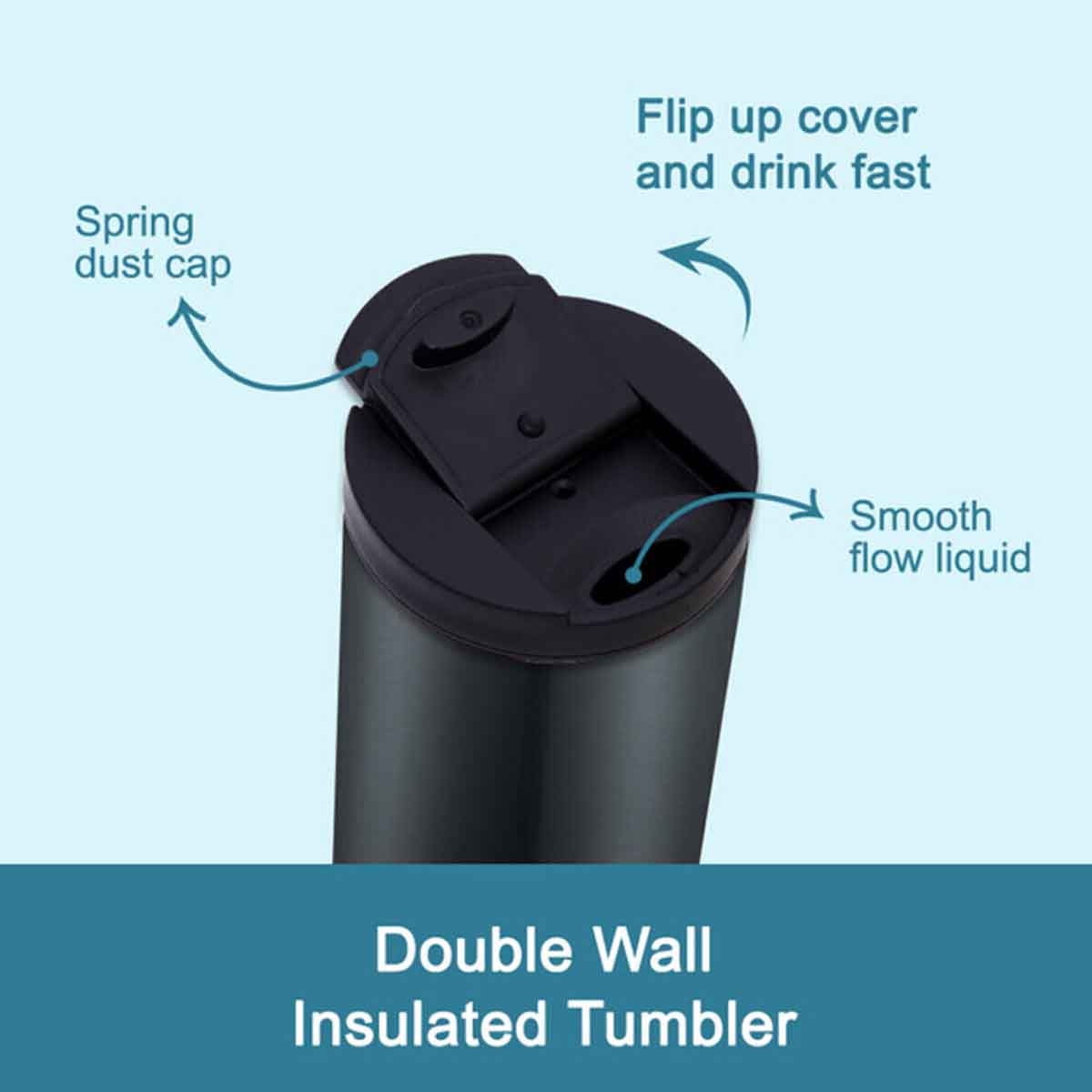 هايدروبرو زجاجة ماء تامبلر معزولة بجدار مزدوج 400 مل باللون الأسود