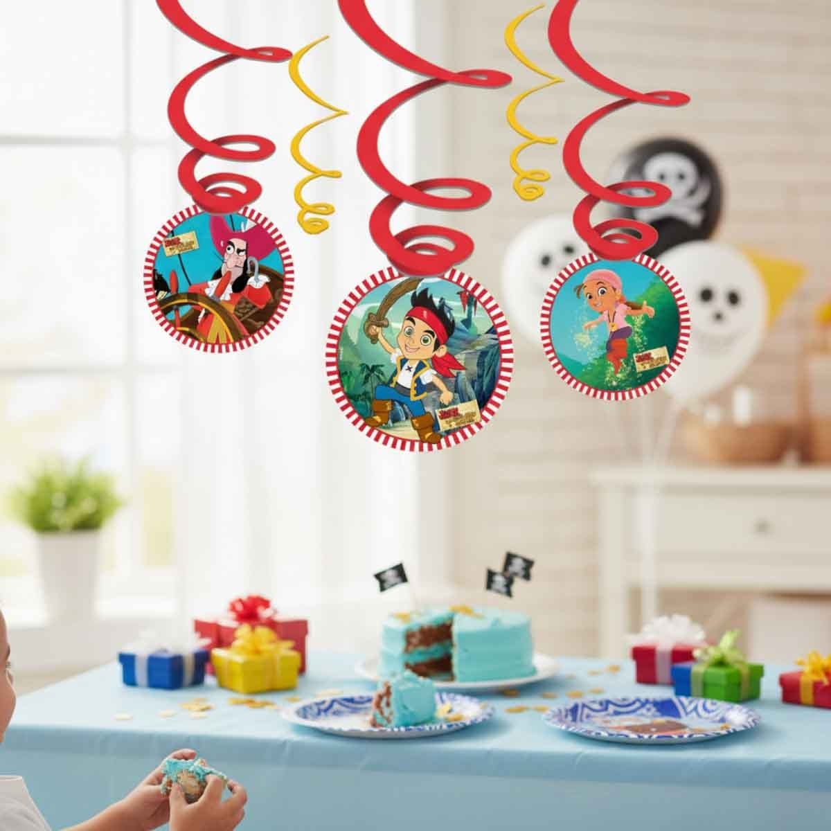 ديزني جيك آند ذا نيفرلاند بايرتس مجموعة زينة حلزونية عدد 6 قطع