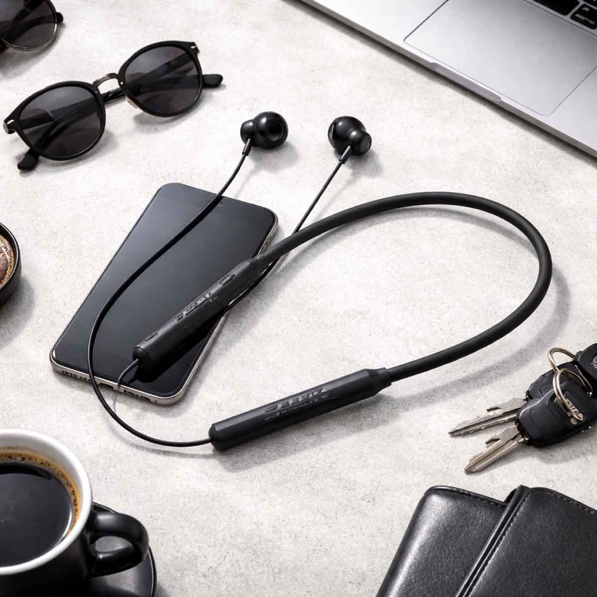 جيبل سماعة بلوتوث حول الرقبة ببطارية تدوم حتى 35 ساعة باللون الأسود