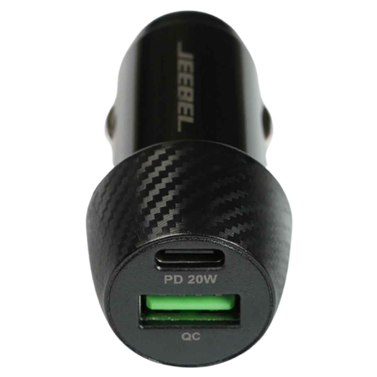 جيبل شاحن سيارة سريع ثنائي المنافذ USB وUSB-C بقدرة 38 واط باللون الأسود