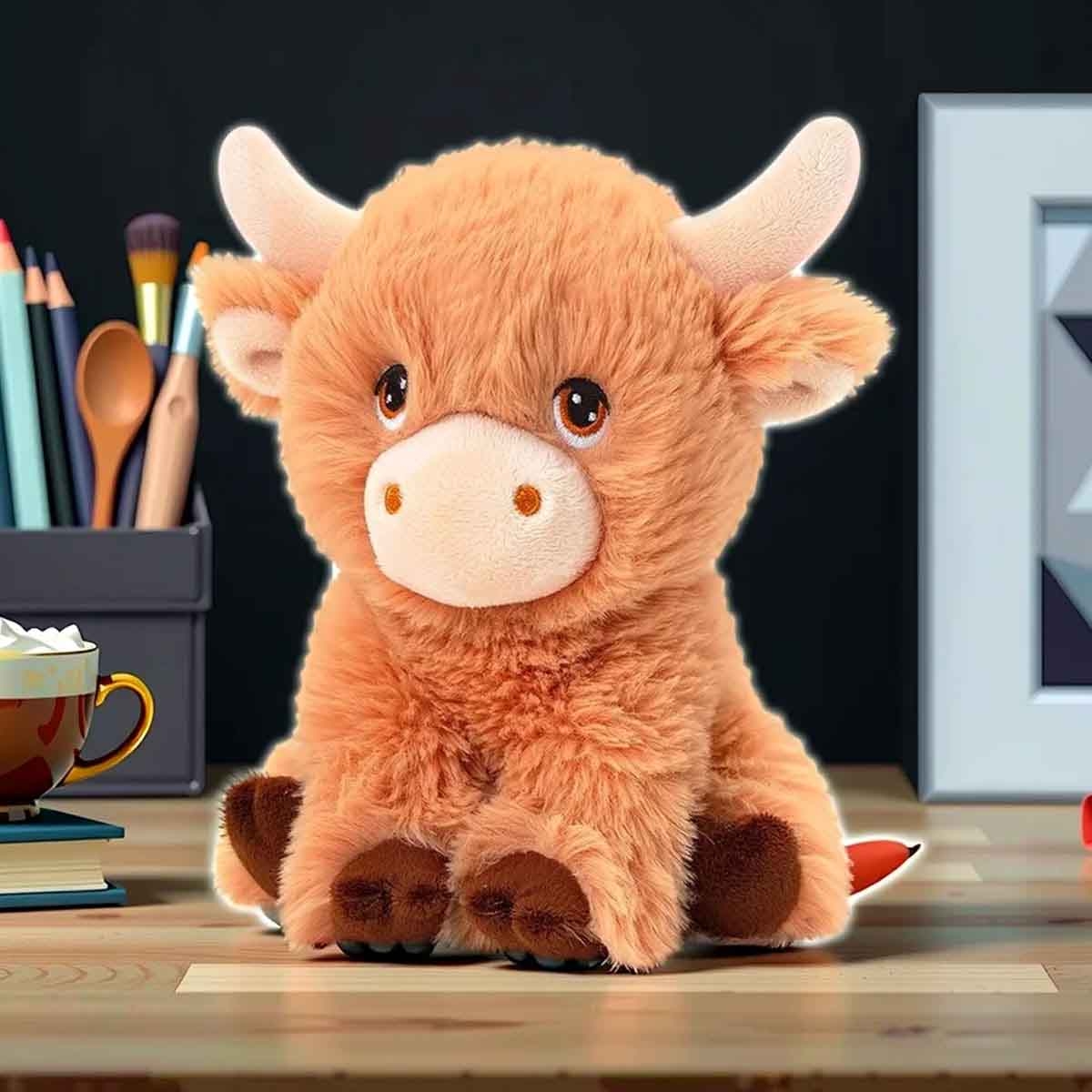 كيل تويز كيلكو لعبة محشوة بقرة هايلاند كثيفة الشعر 18 سم للجنسين عمر 3-4 سنوات