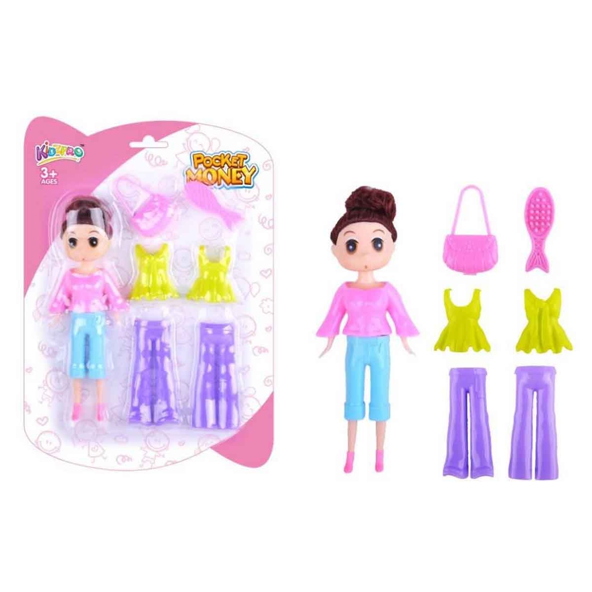 كيدز برو مجموعة دمى أزياء أميرة صغيرة 7 قطع للبنات من عمر 3-4 سنوات