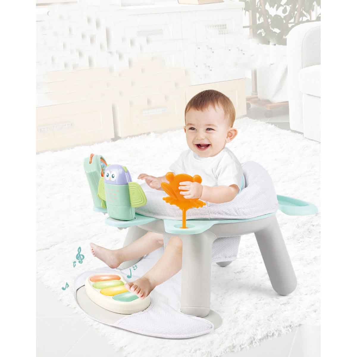 كيكبيبي كرسي طعام ولياقة بدنية للأطفال 2 في 1 مع بيانو للرضع، من 0 إلى 2 سنة