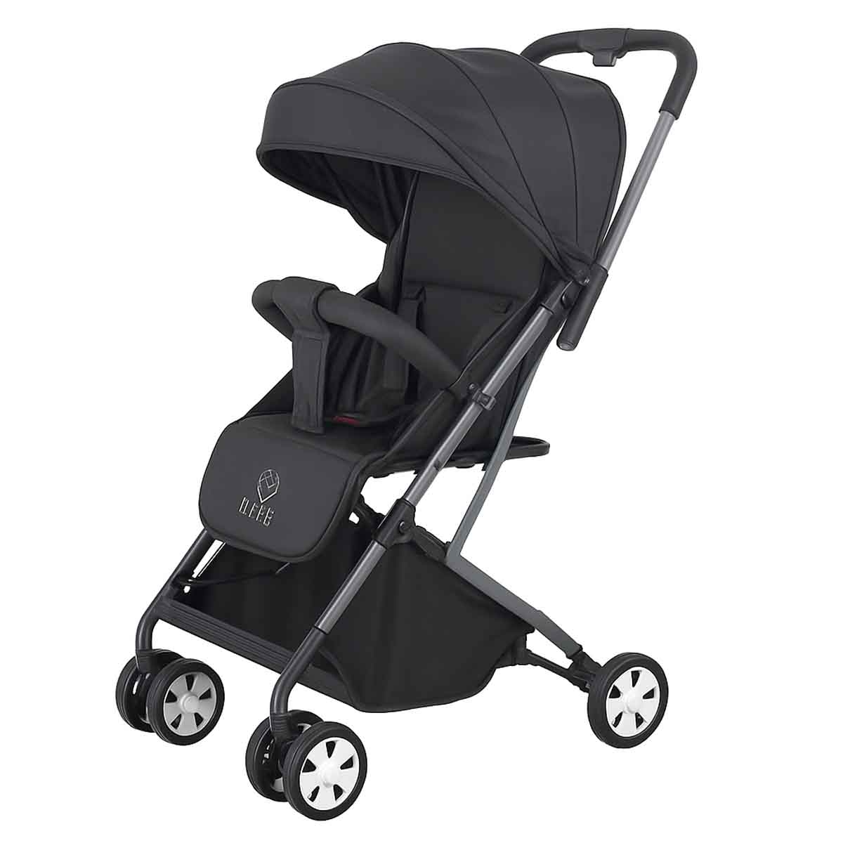 Kikibebe Black Lightweight Travel Stroller with Trolley Handle