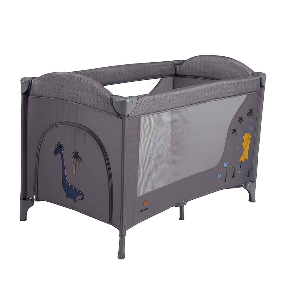 Kikibebe Grey Portable Foldable Convertible Baby Crib/Full-Size Bed Toddler, 0-2 Years