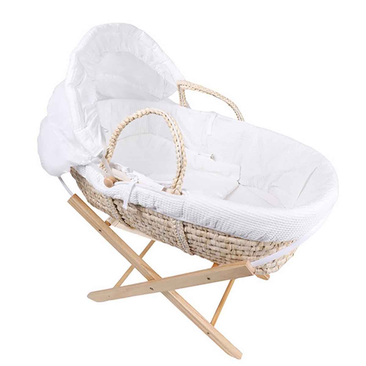 Kikibebe Wooden Fun Moment Moses Basket with Foldable Stand Toddler, 0-2 Years