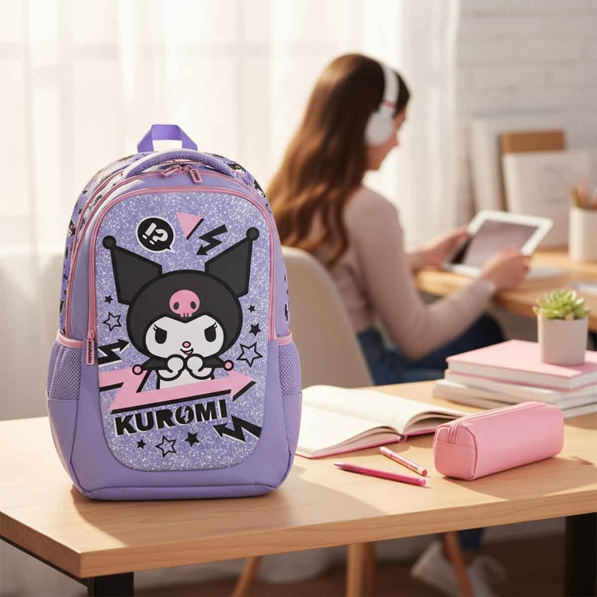 كورومي حقيبة ظهر سانريو بتصميم لافندر مقاس 16 انش