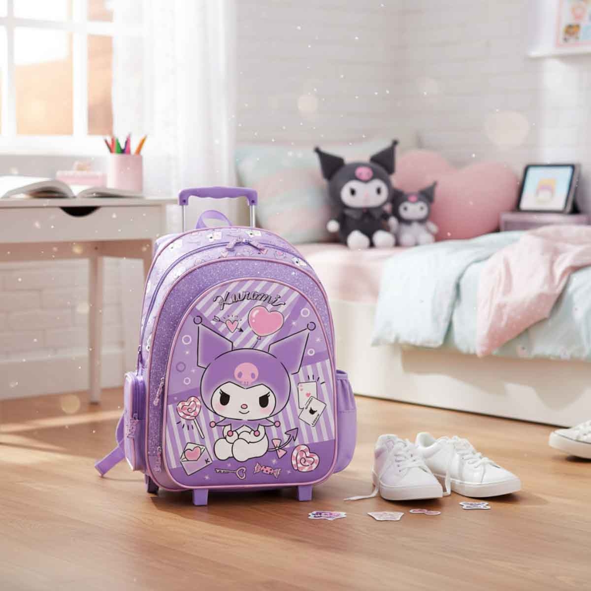 كورومي حقيبة ترولي سانريو بتصميم شخصية كرتونية مقاس 16 انش