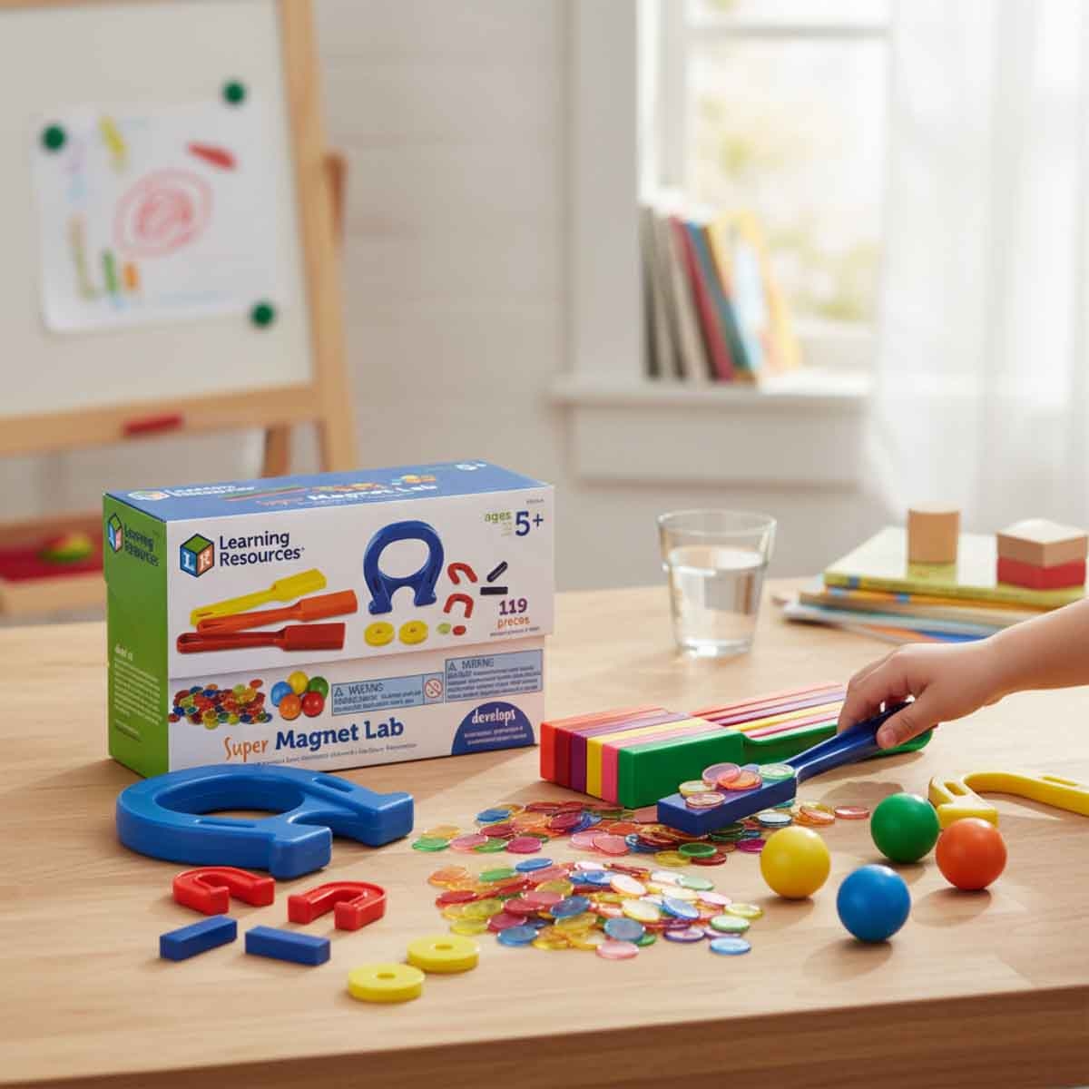 ليرننغ ريسورسز عدة مختبر المغناطيس العملاقة للصفوف للجنسين، 5-7 سنوات