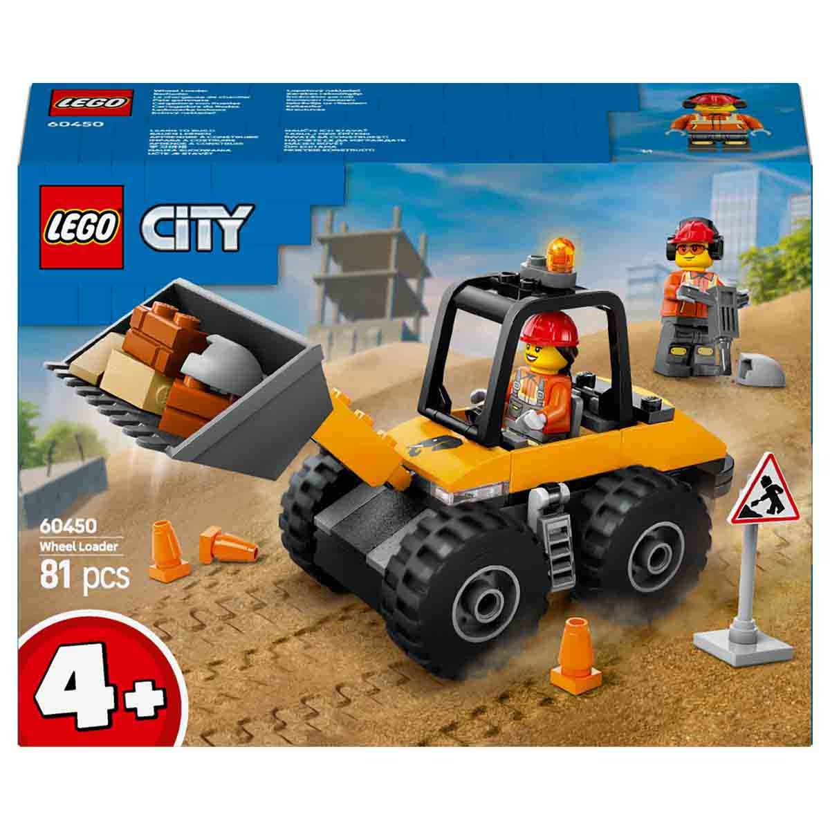 LEGO City Great Vehicles 60450 V29 Yellow Construction Wheel Loader Set Unisex, 5-7 Years