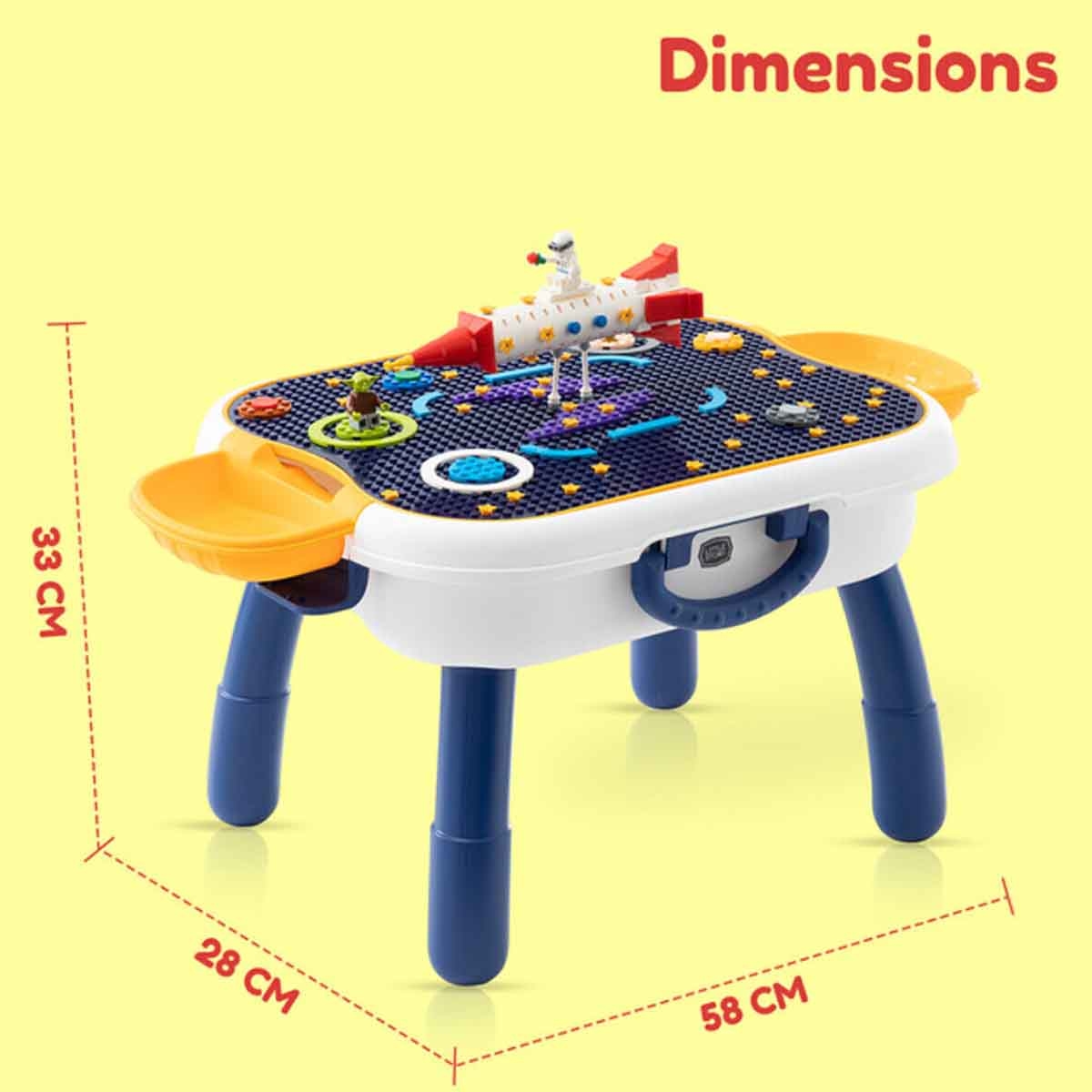 ليتل ستوري طاولة نشاط 4-في-1 باللون الأزرق مع مكعبات