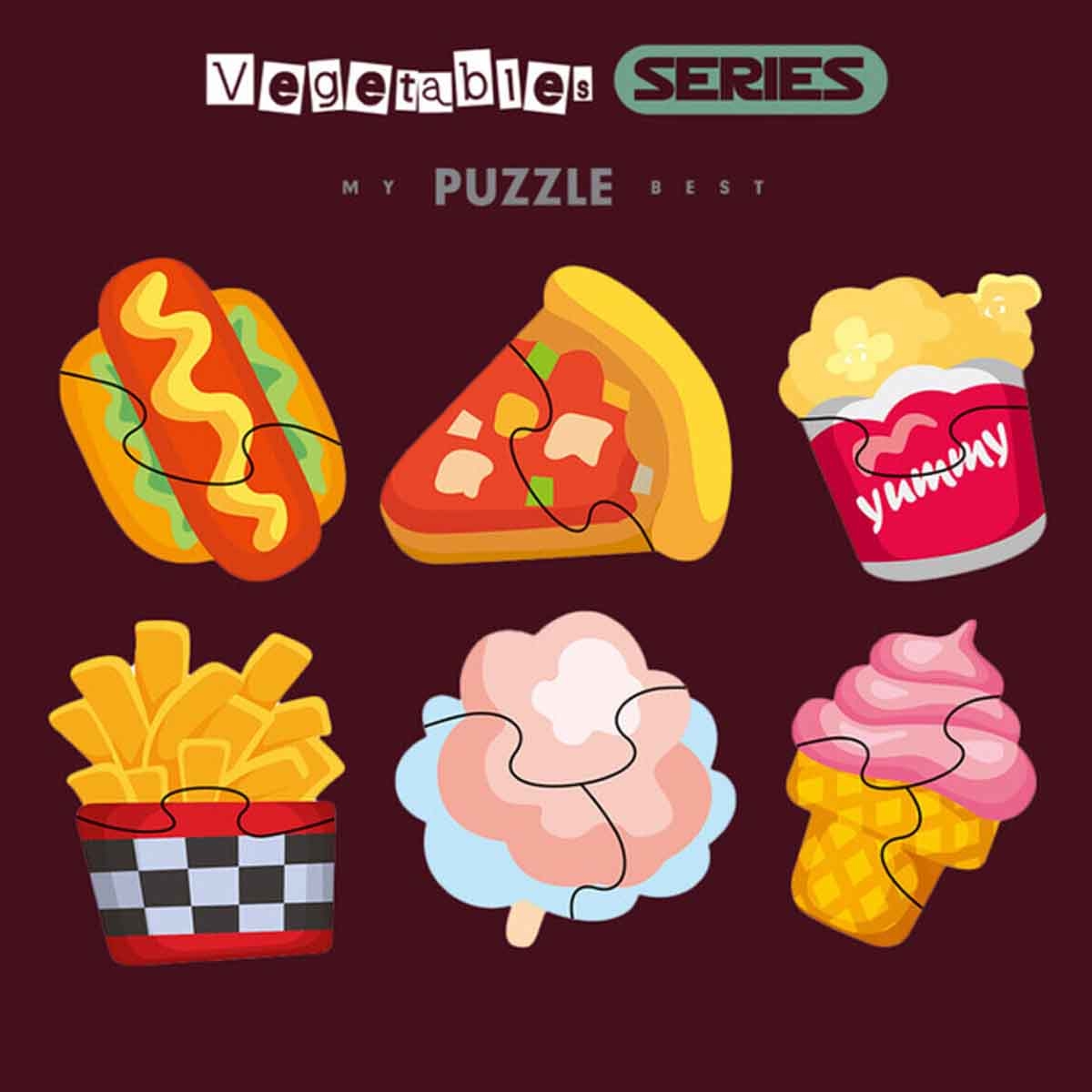 ليتل ستوري لعبة بازل مطابقة الوجبات 6-في-1