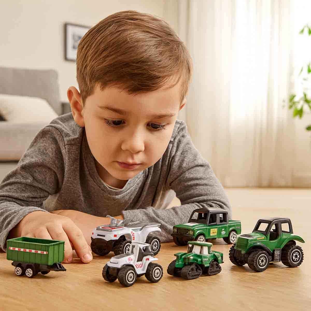 ليتل ستوري مجموعة 6 سيارات مزارع منزلقة من سبائك معدنية للجنسين، عمر 3-4 سنوات