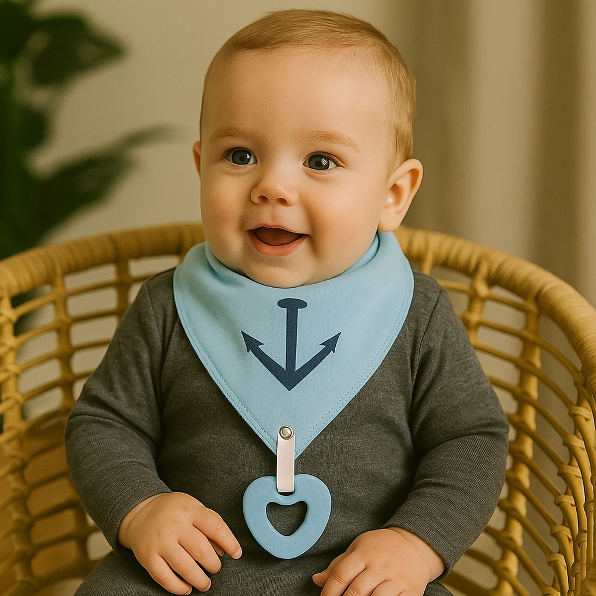 ليتل ستوري مريلات مثلثية بطبعة مراسي للرضع، 0-2 سنة، مجموعة من 2