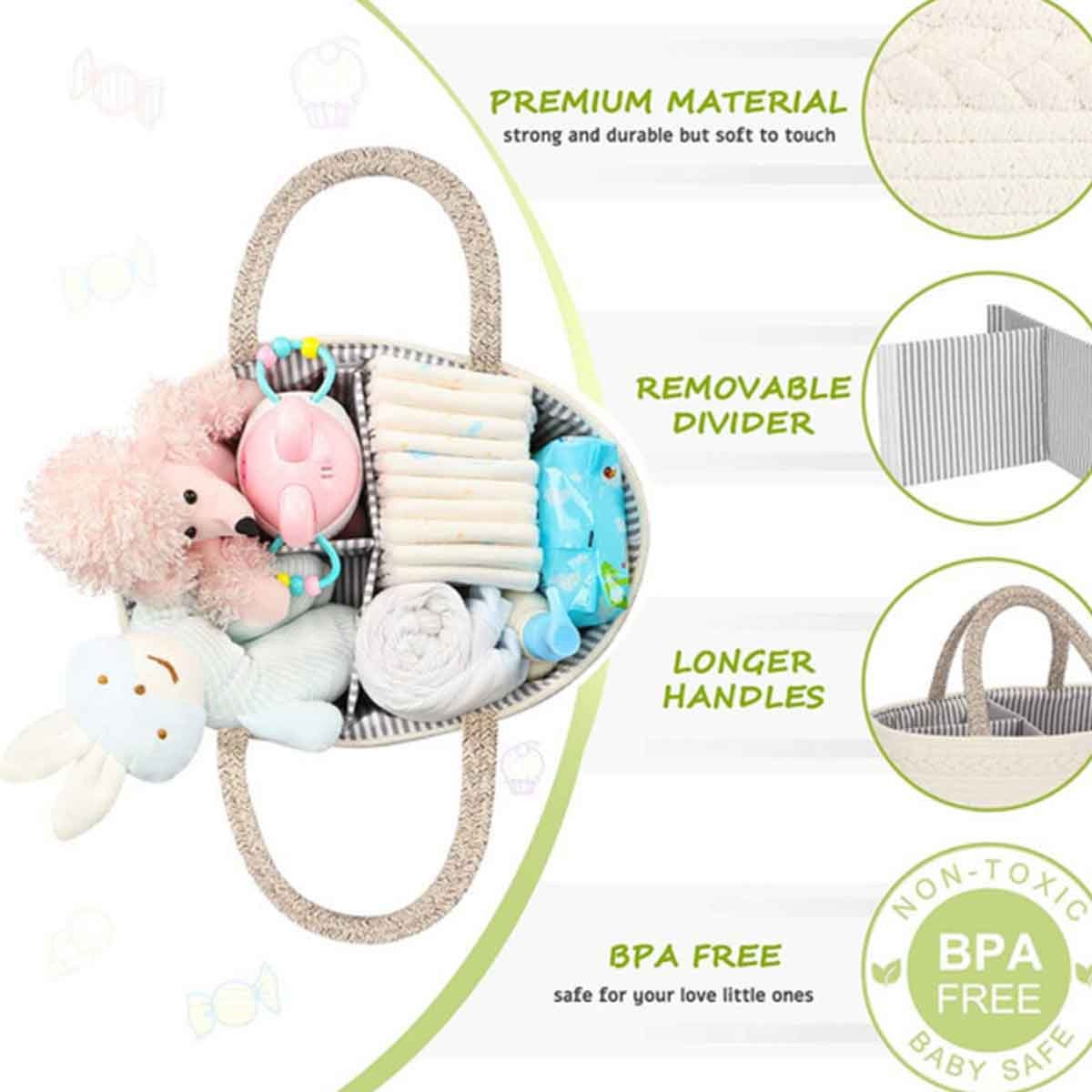 ليتل ستوري منظم حفاضات من حبل قطني بتصميم قوس قزح