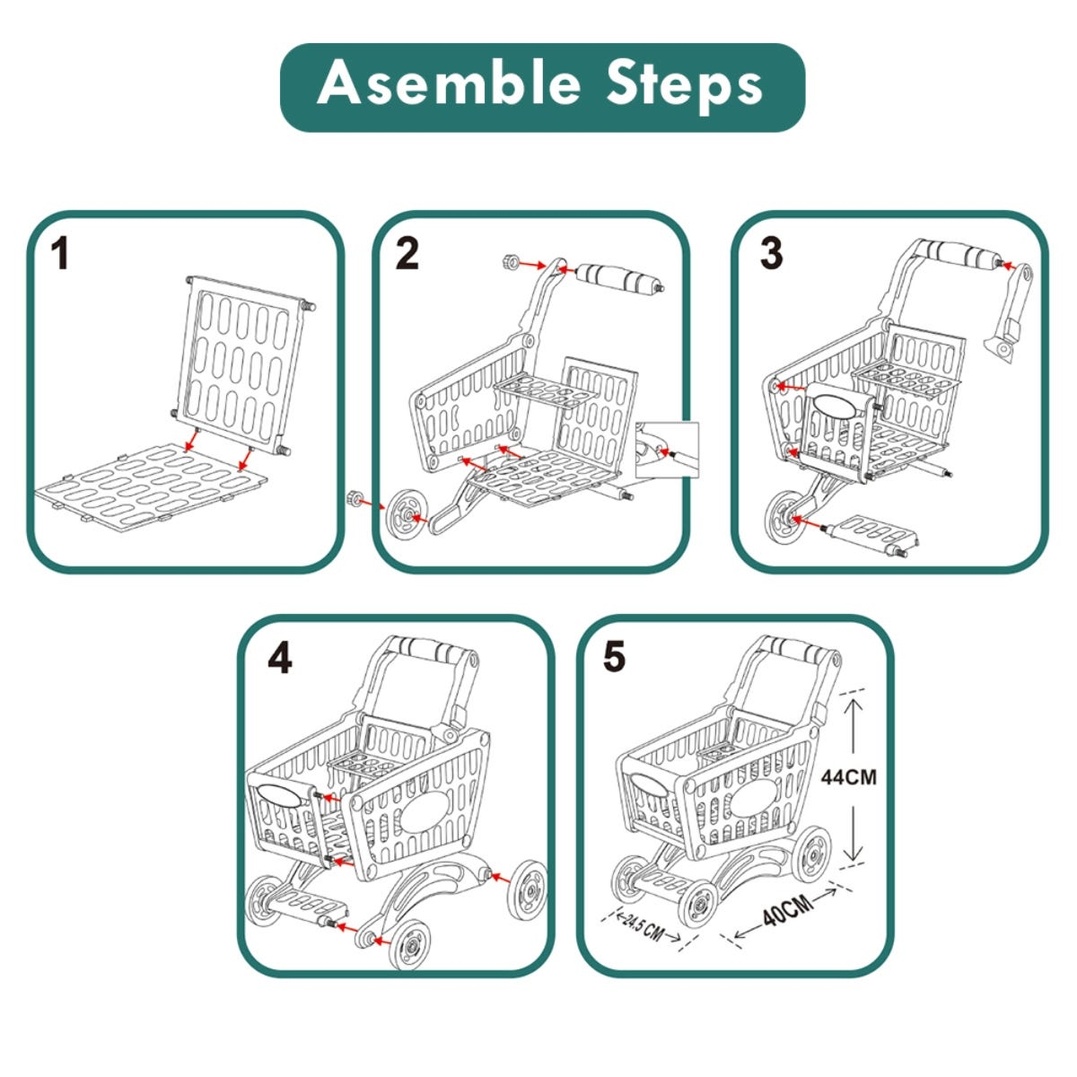 ليتل ستوري مجموعة لعب عربة تسوق السوق خضراء للجنسين، 3-4 سنوات