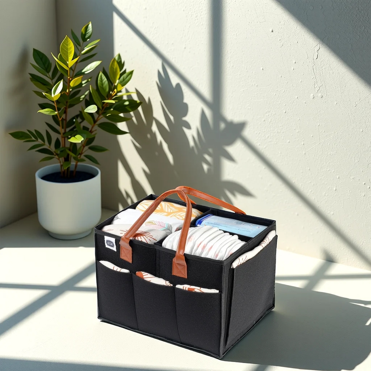 ليتل ستوري منظم حفاضات أسود كبير مع حقيبة سفر للرضع