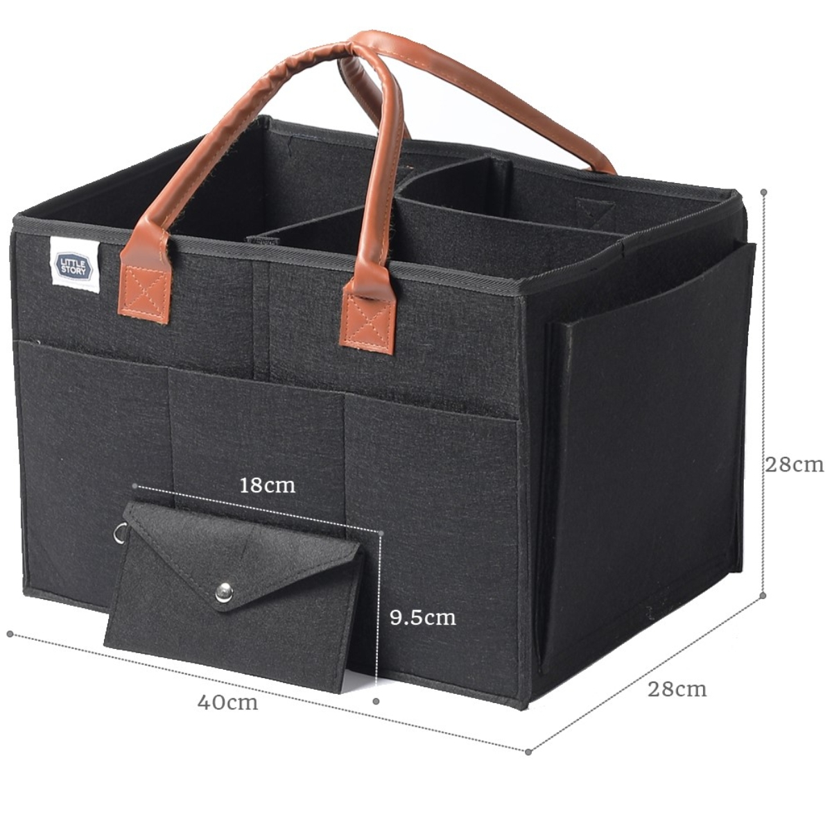 ليتل ستوري منظم حفاضات أسود كبير مع حقيبة سفر للرضع