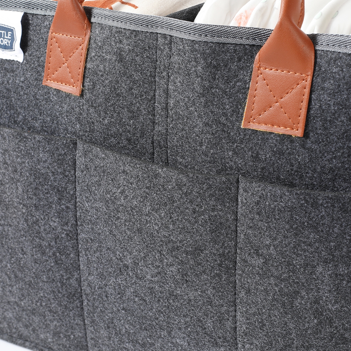 ليتل ستوري منظم حفاضات رمادي غامق كبير مع حقيبة سفر للرضع