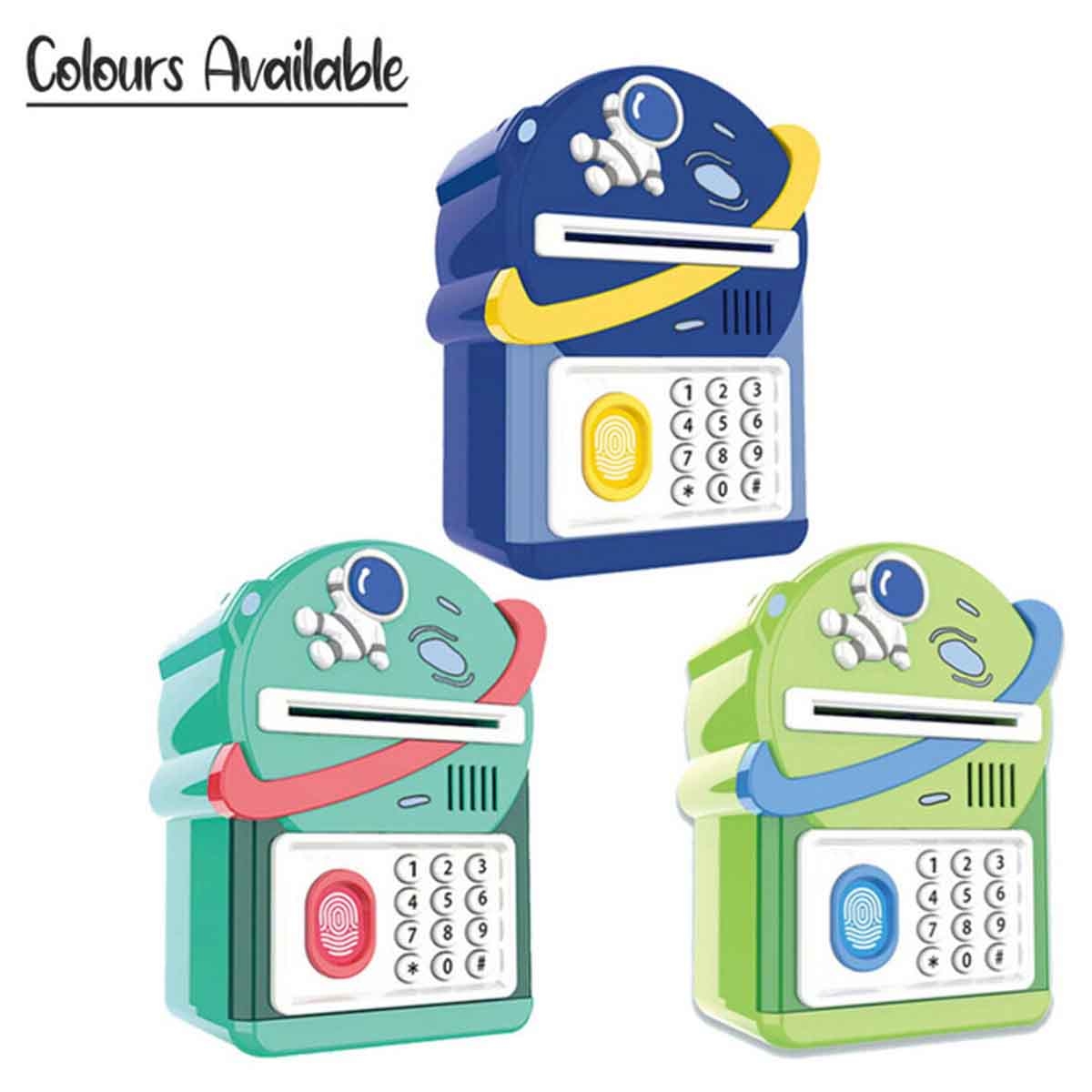 ليتل ستوري حصالة على شكل رائد فضاء باللون الأخضر مع قفل بصمة وموسيقى