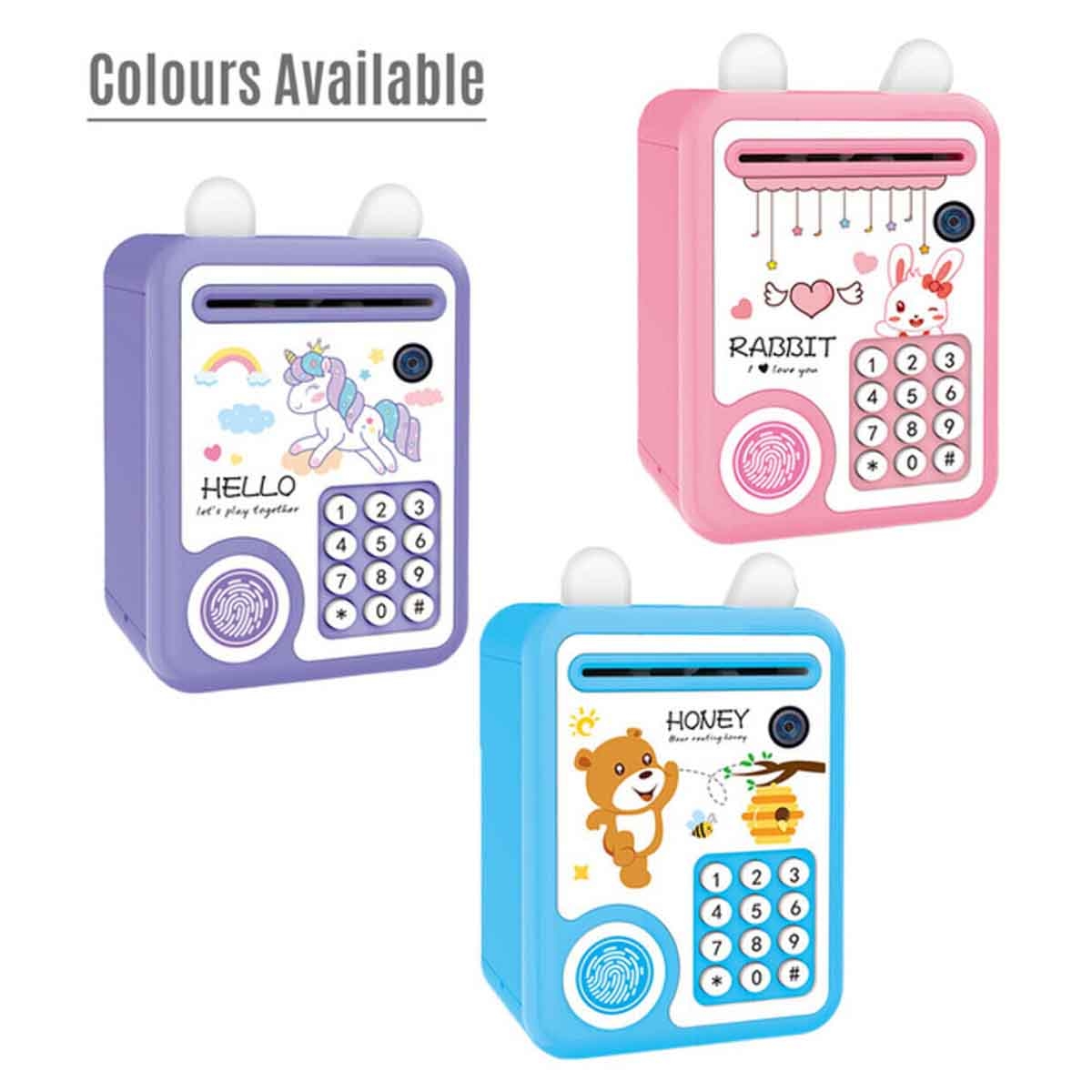 ليتل ستوري حصالة بشكل يونيكورن باللون الأرجواني مع قفل بصمة وموسيقى