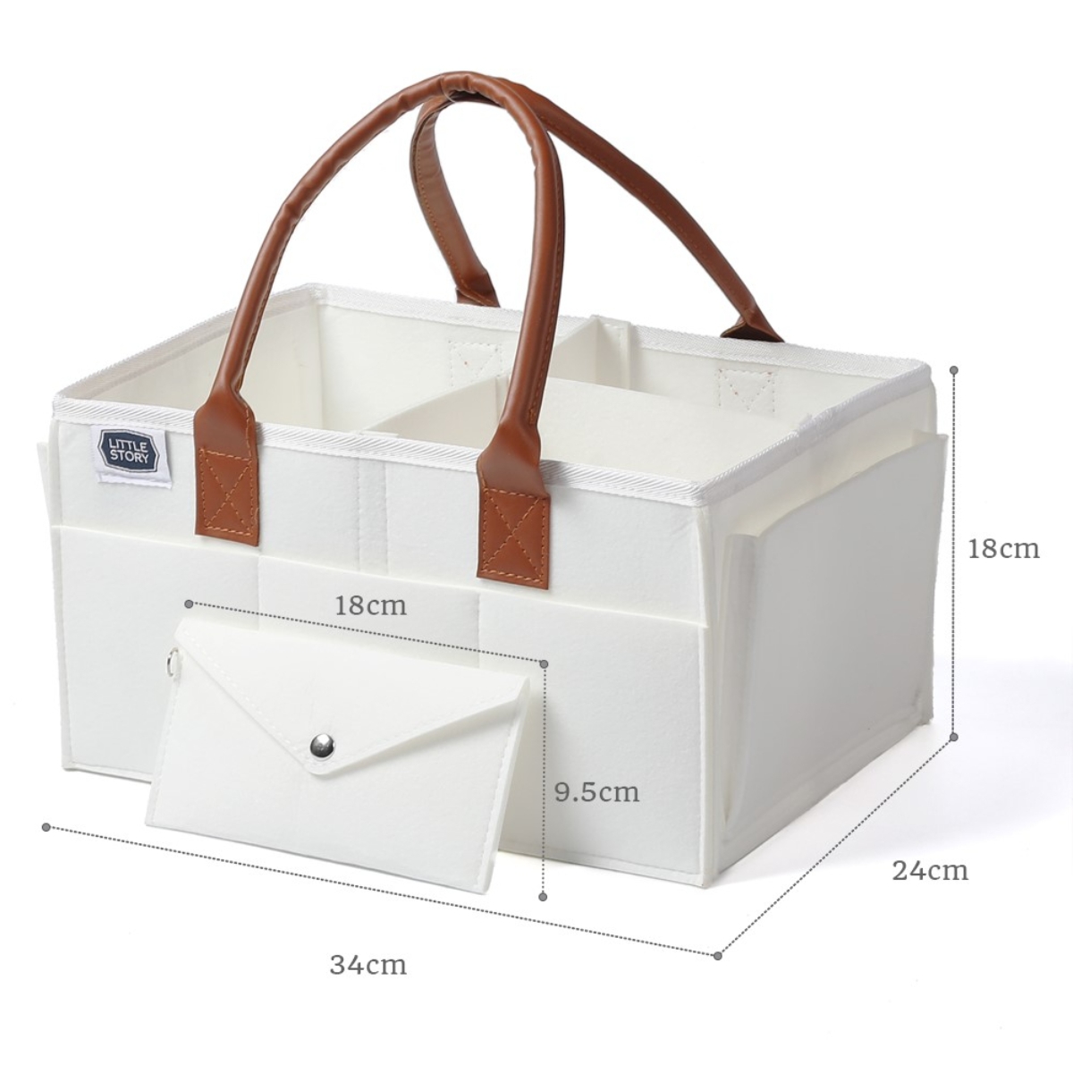 Little Story Medium White Diaper Caddy with Travel Pouch Toddler