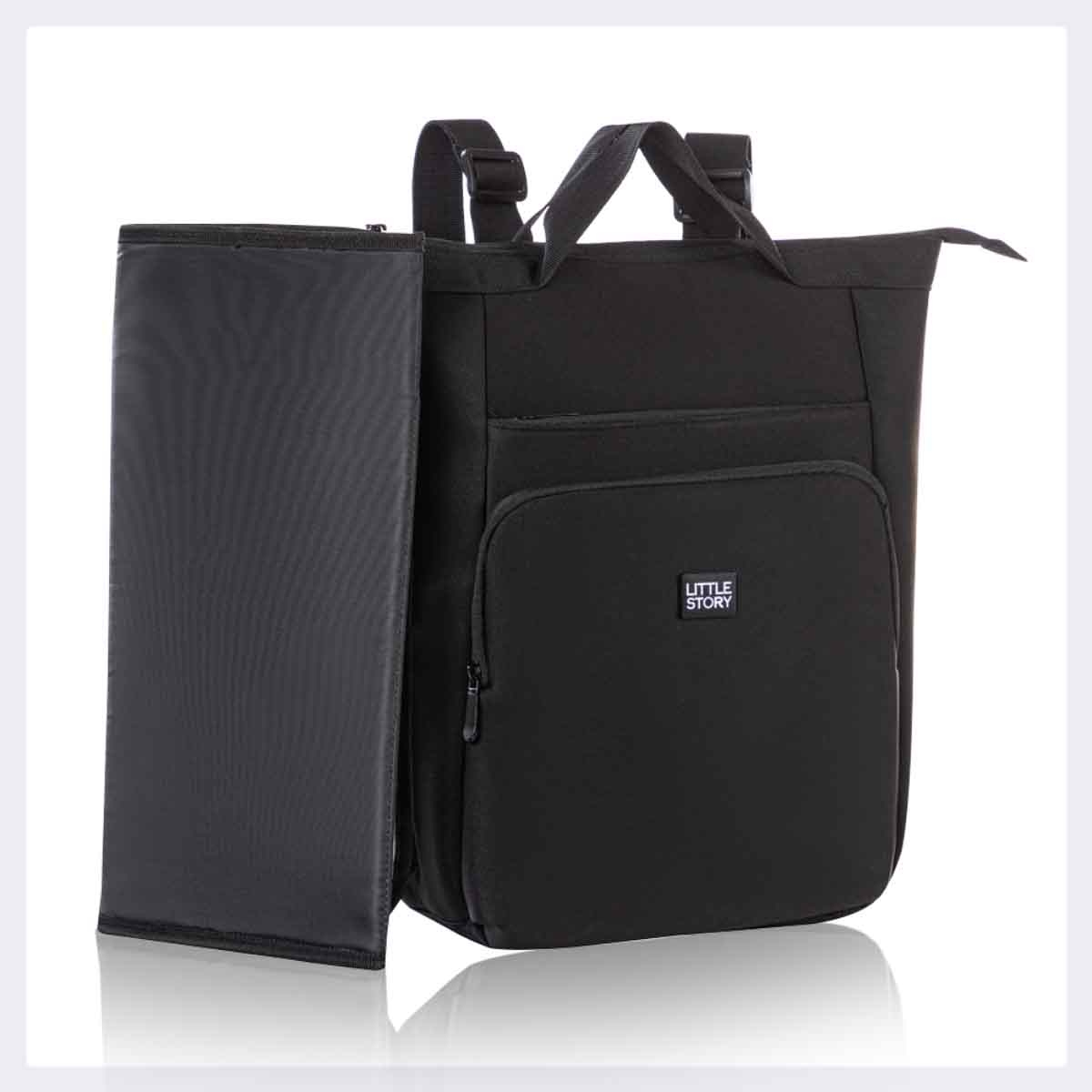 Little Story Black Mommy Diaper Bag with Changing Mat