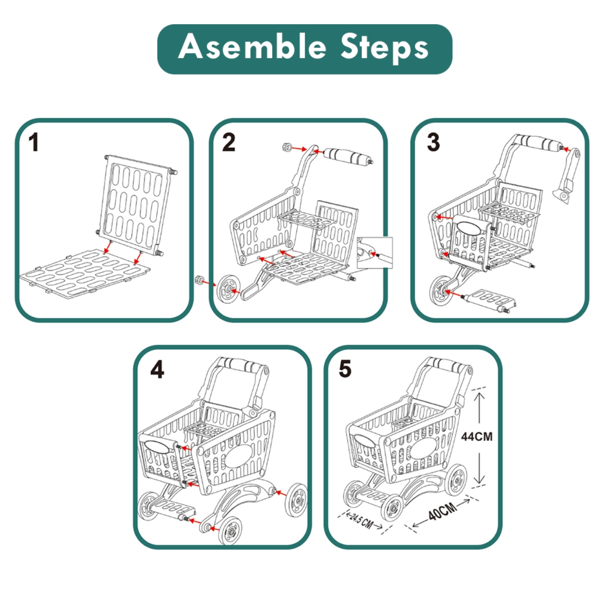ليتل ستوري مجموعة لعب عربة تسوق السوق وردية للجنسين، 3-4 سنوات
