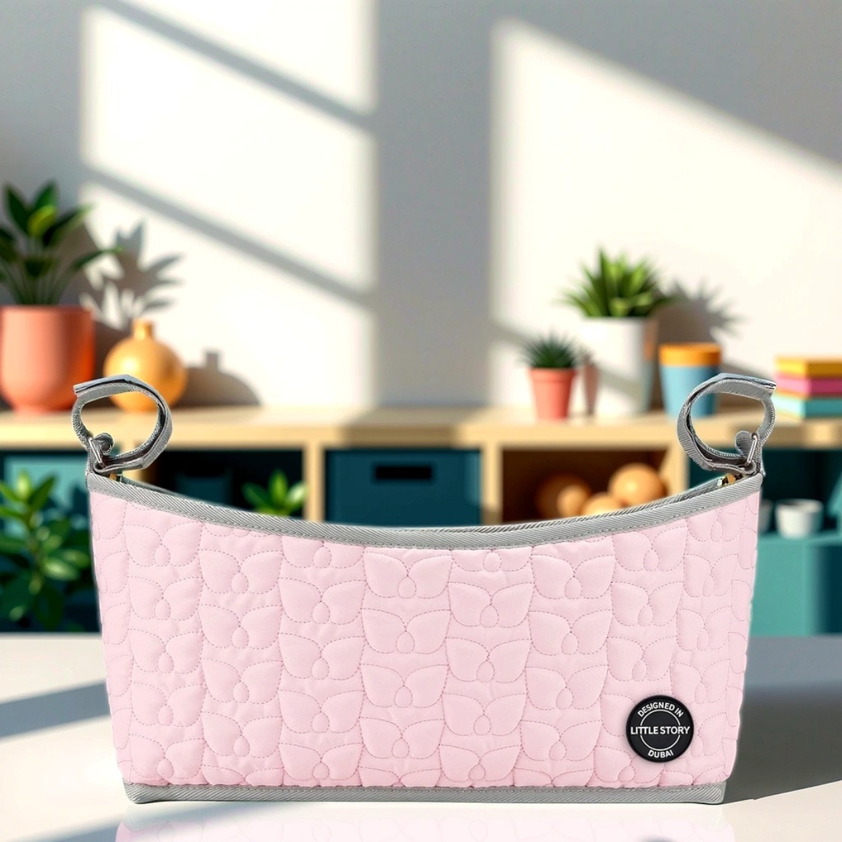 Little Story Pink Quilted Premium Stroller Bag Toddler, 0-2 Years
