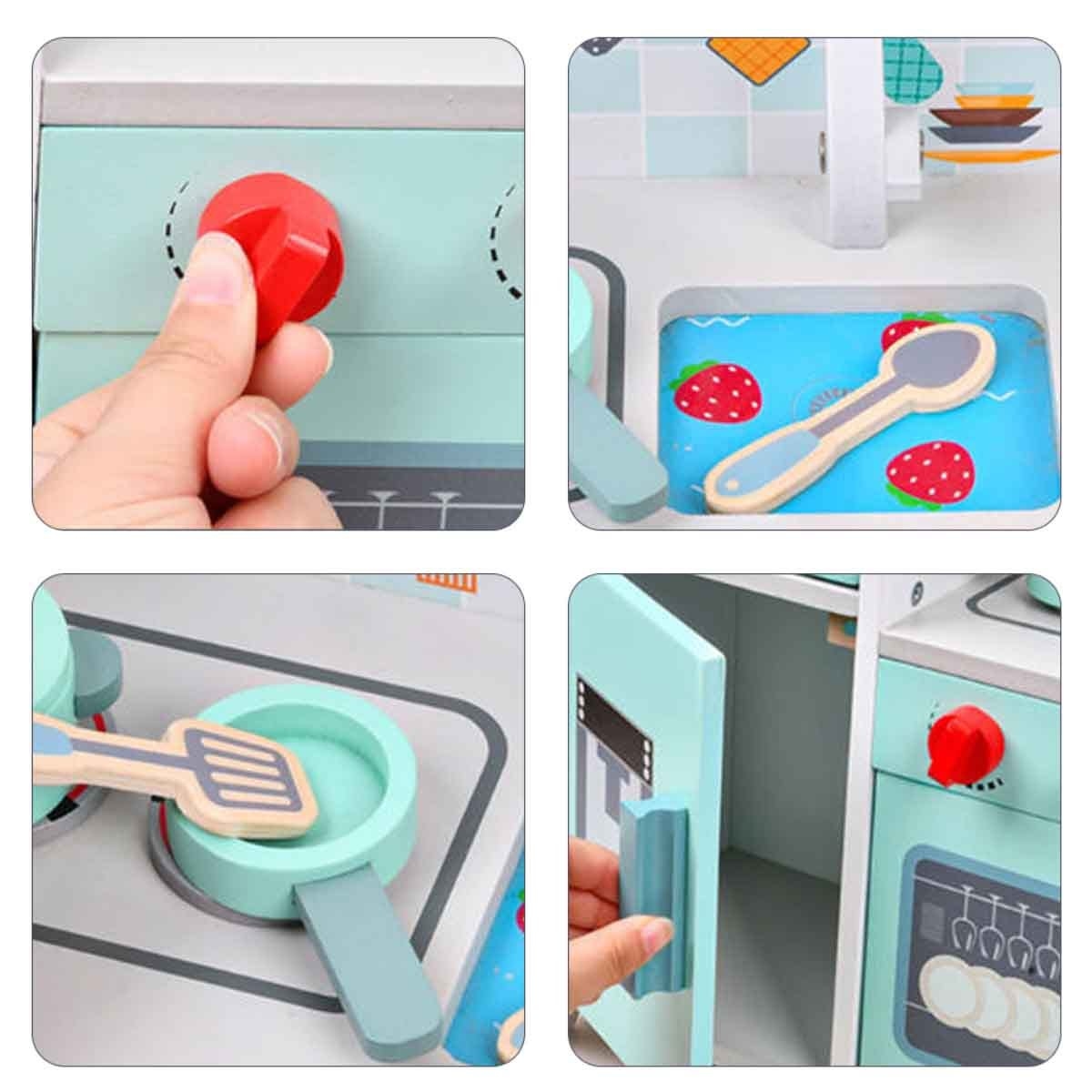 ليتل ستوري مطبخ خشبي مع ثلاجة واكسسوارات طقم لعب للجنسين، 3–4 سنوات