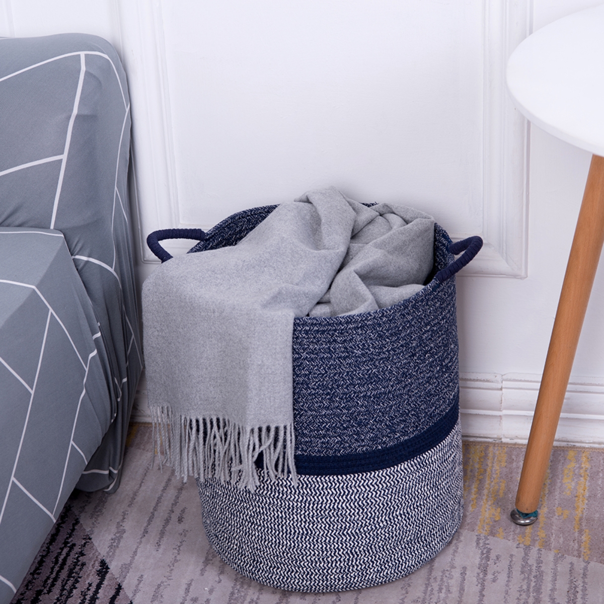 ليتل ستوري منظم حفاضات بحبل قطني أزرق مقاس XL للرضع