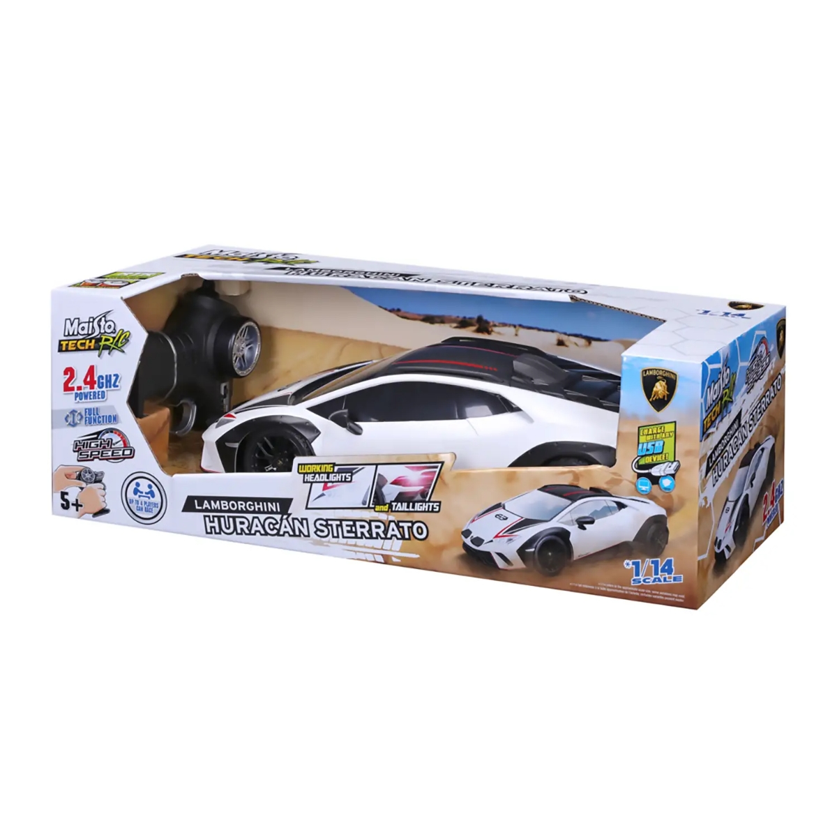 مايستو سيارة لامبورغيني هوراكان ستيراتو بتحكم عن بعد بمقياس 1:14 وبتردد 2.4GHz للأولاد، من عمر 5 إلى 7 سنوات