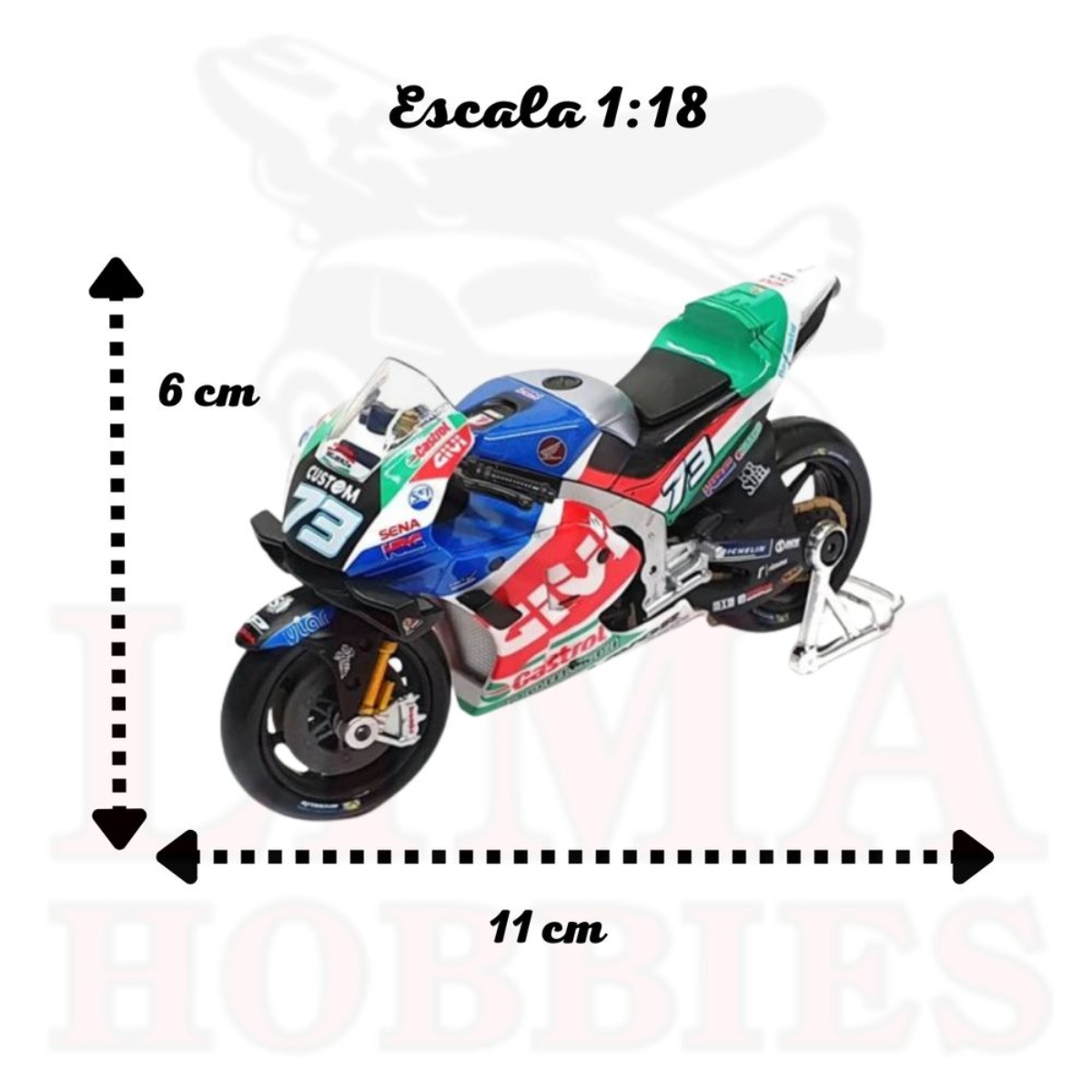 مايستو دراجة نارية هوندا LCR RC213V 2021 بمقياس 1:18 مصبوبة معدنية للأولاد، 3-4 سنوات