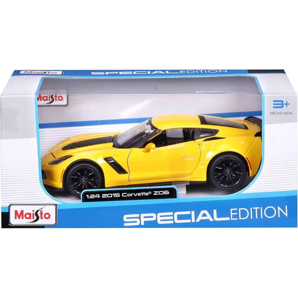 Maisto Yellow 1:24 Scale 2015 Corvette Z06 Diecast Car Boys, 3-4 Years